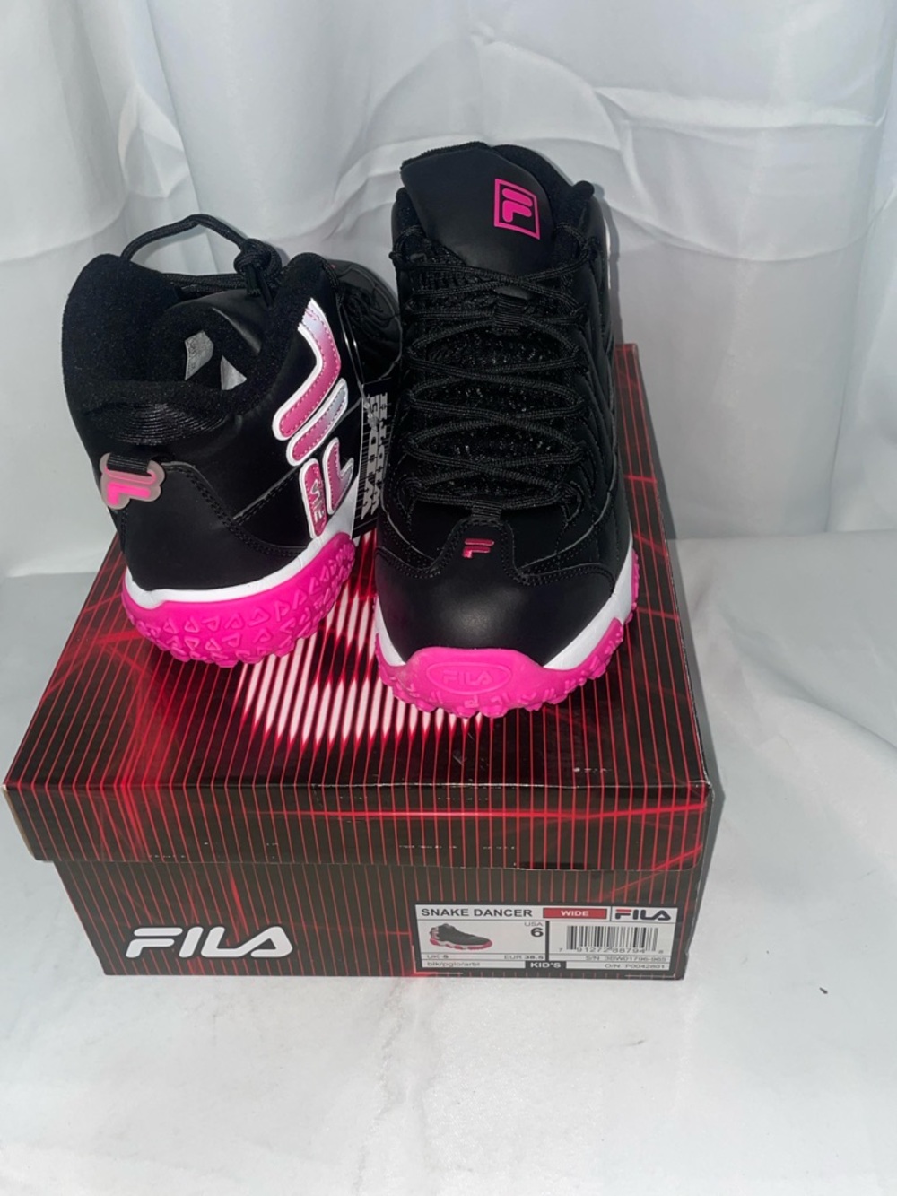 FILA Black Sneakers with Hot Pink Accents